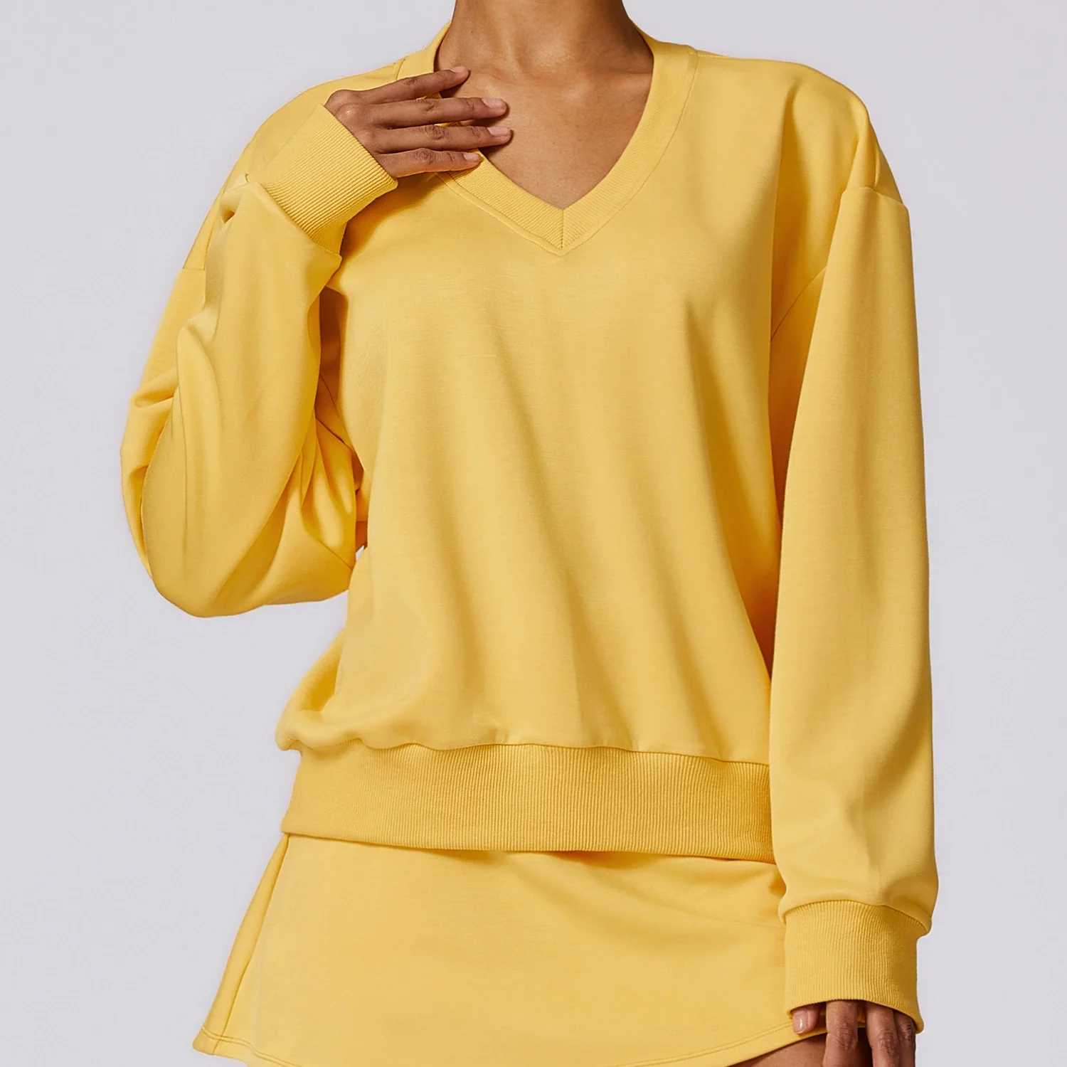 Fashion Spring Knitting Long Sleeve Sweatshirt Tops Outdoor Keep Warm Pullover All-Matching Loose-Fitting Casual Pullover V Neck - Image 8