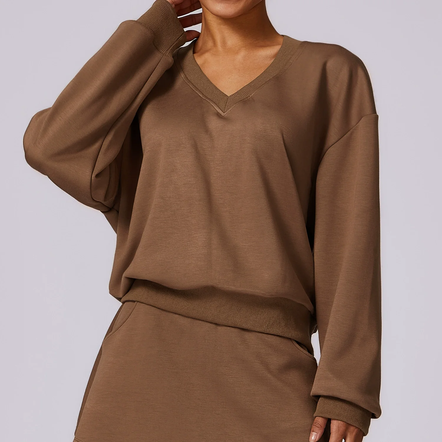 Fashion Spring Knitting Long Sleeve Sweatshirt Tops Outdoor Keep Warm Pullover All-Matching Loose-Fitting Casual Pullover V Neck - Image 9