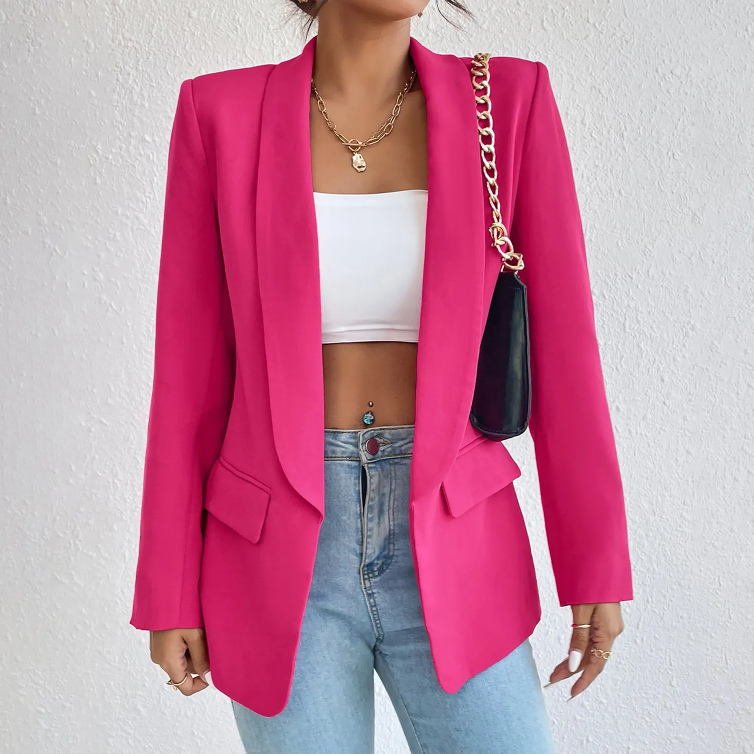 Fashion Spring Traf Women's Jacket 25 34 Solid Polyester Cotton Non Strech Long Sleeve Office Lady Blazers New In Outerwears - Image 15