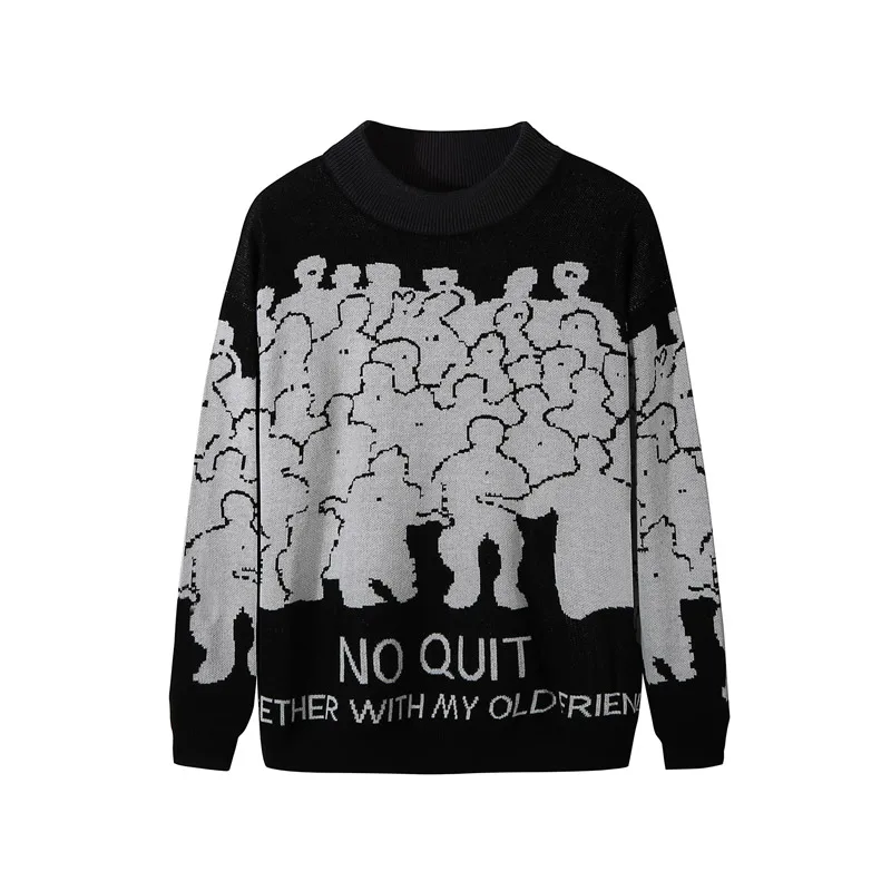 Fashion Sweater Men Cotton Embroidery Pull Homme Sweater Men Clothing Korean Clothes Oversize Knitted Sweater Coats No Quit 3XL - Image 7
