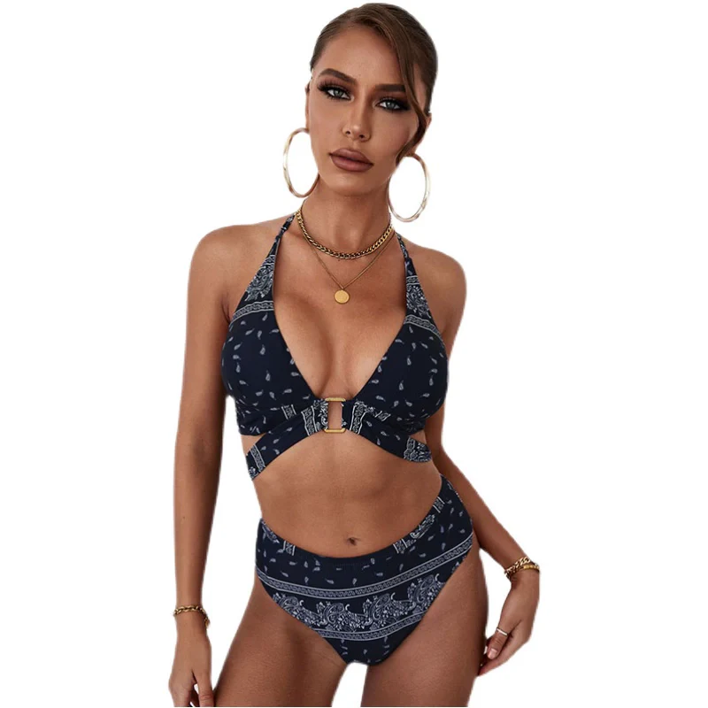 Fashion Three-Point Bikini Swimsuit for Women 2022 New Beach Hot Spring Vacation Halterneck Swimsuit Two-Piece Suit Women - Image 5