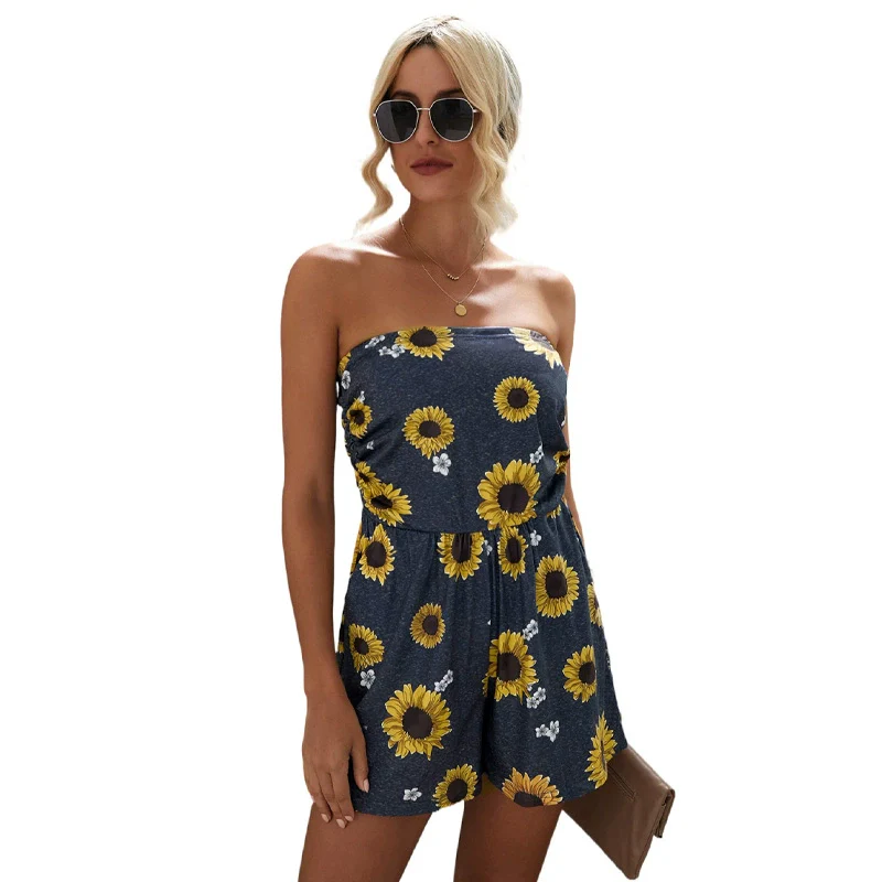 Fashion Waist-Tight Slim Looking Sleeveless Casual Shorts Chest Wrap - Image 9
