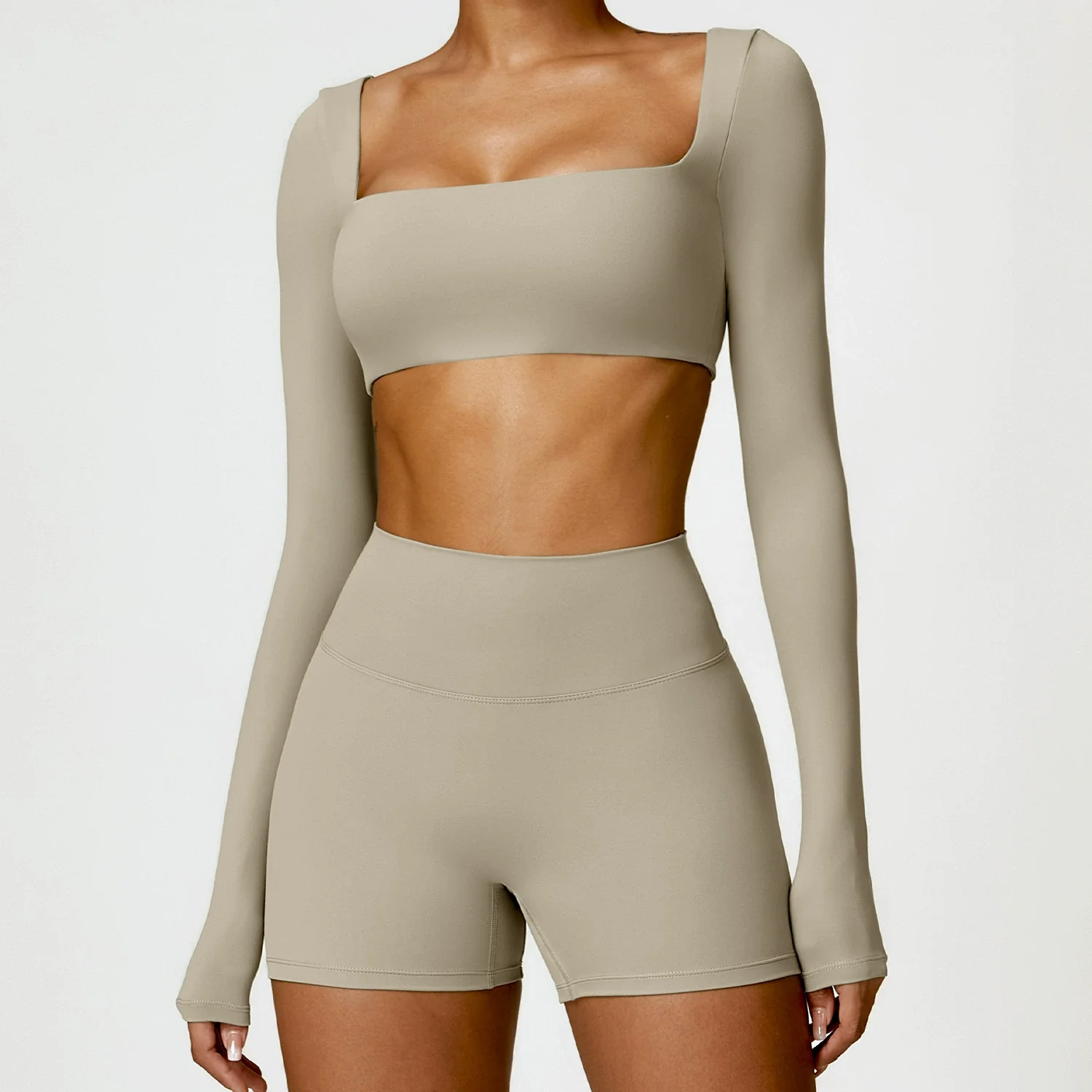 Fashion Winter Tight Outdoor Yoga Clothes Women's Running Fitness Clothes Brushed T-shirt Long Sleeve Sports Top with Chest Pad - Image 8