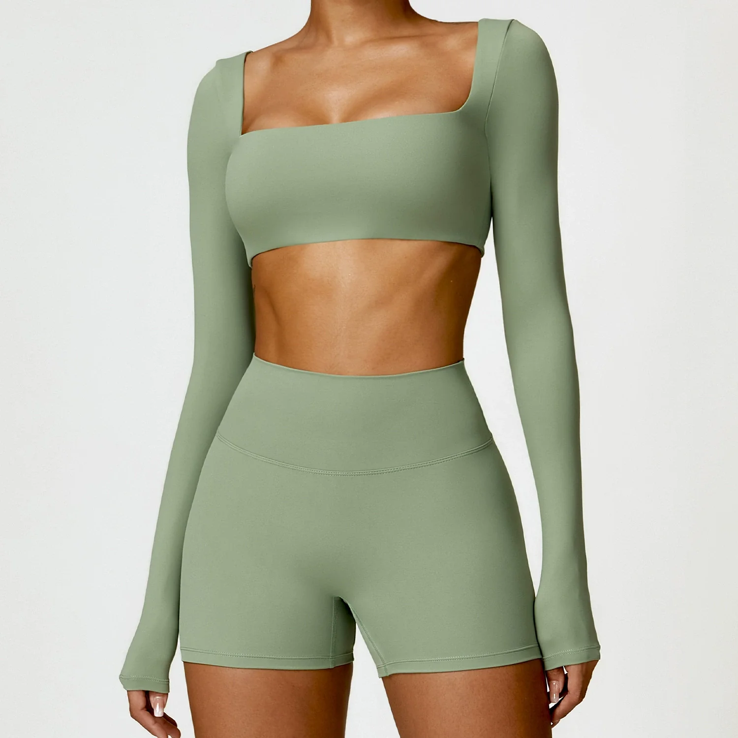 Fashion Winter Tight Outdoor Yoga Clothes Women's Running Fitness Clothes Brushed T-shirt Long Sleeve Sports Top with Chest Pad - Image 9