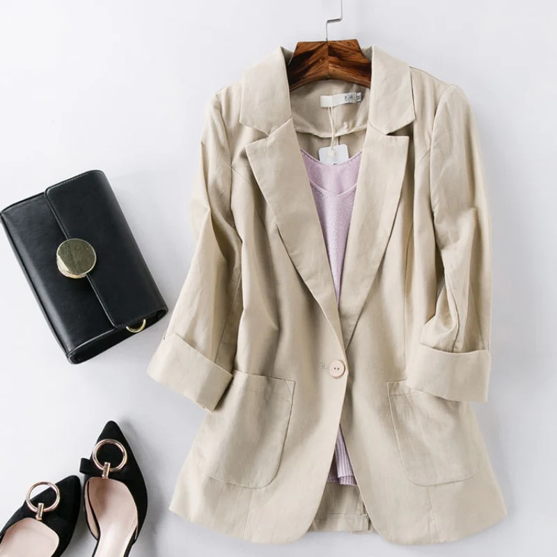 Fashion Women Jacket Casual Solid Blazers Work Outerwear Slim Office Lady Coat Spring Autumn Chic Clothing Tops New 2023 - Image 5