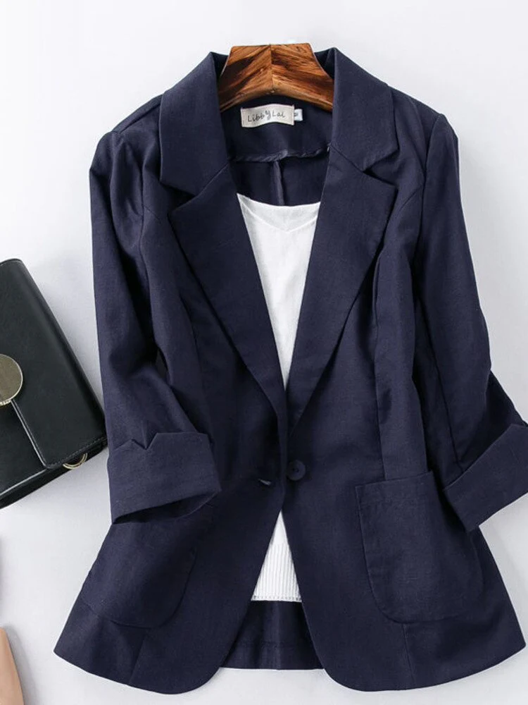 Fashion Women Jacket Casual Solid Blazers Work Outerwear Slim Office Lady Coat Spring Autumn Chic Clothing Tops New 2023 - Image 6