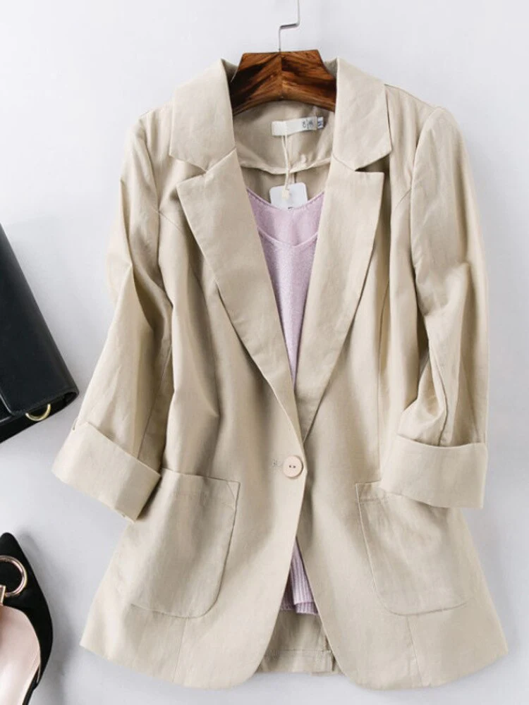 Fashion Women Jacket Casual Solid Blazers Work Outerwear Slim Office Lady Coat Spring Autumn Chic Clothing Tops New 2023 - Image 7