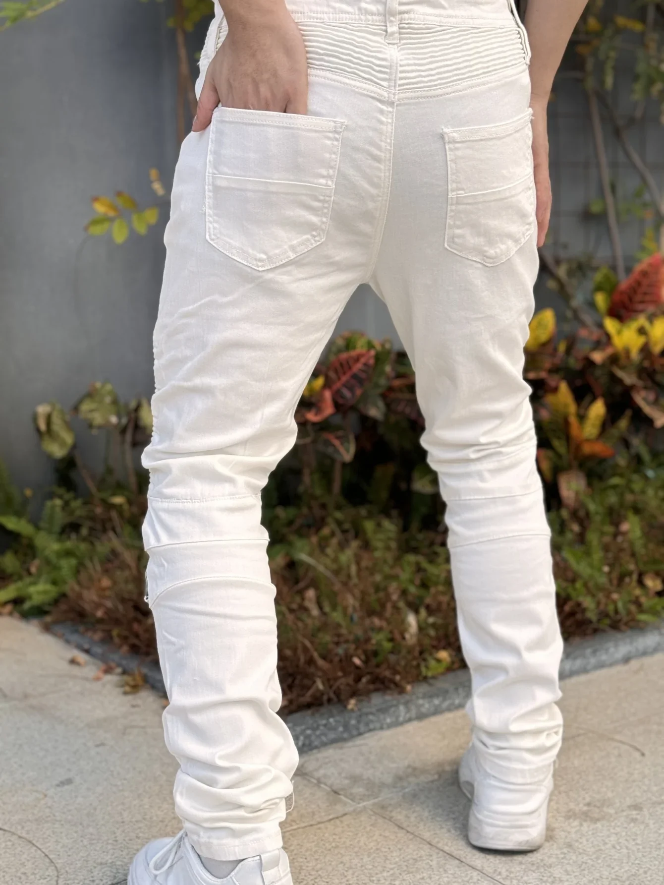 Fashionable Men's Jeans   Cool and Stylish Hip Hop Style Casual Pants   White Cotton Blended Fabric   Breathable and Comfortable - Image 5
