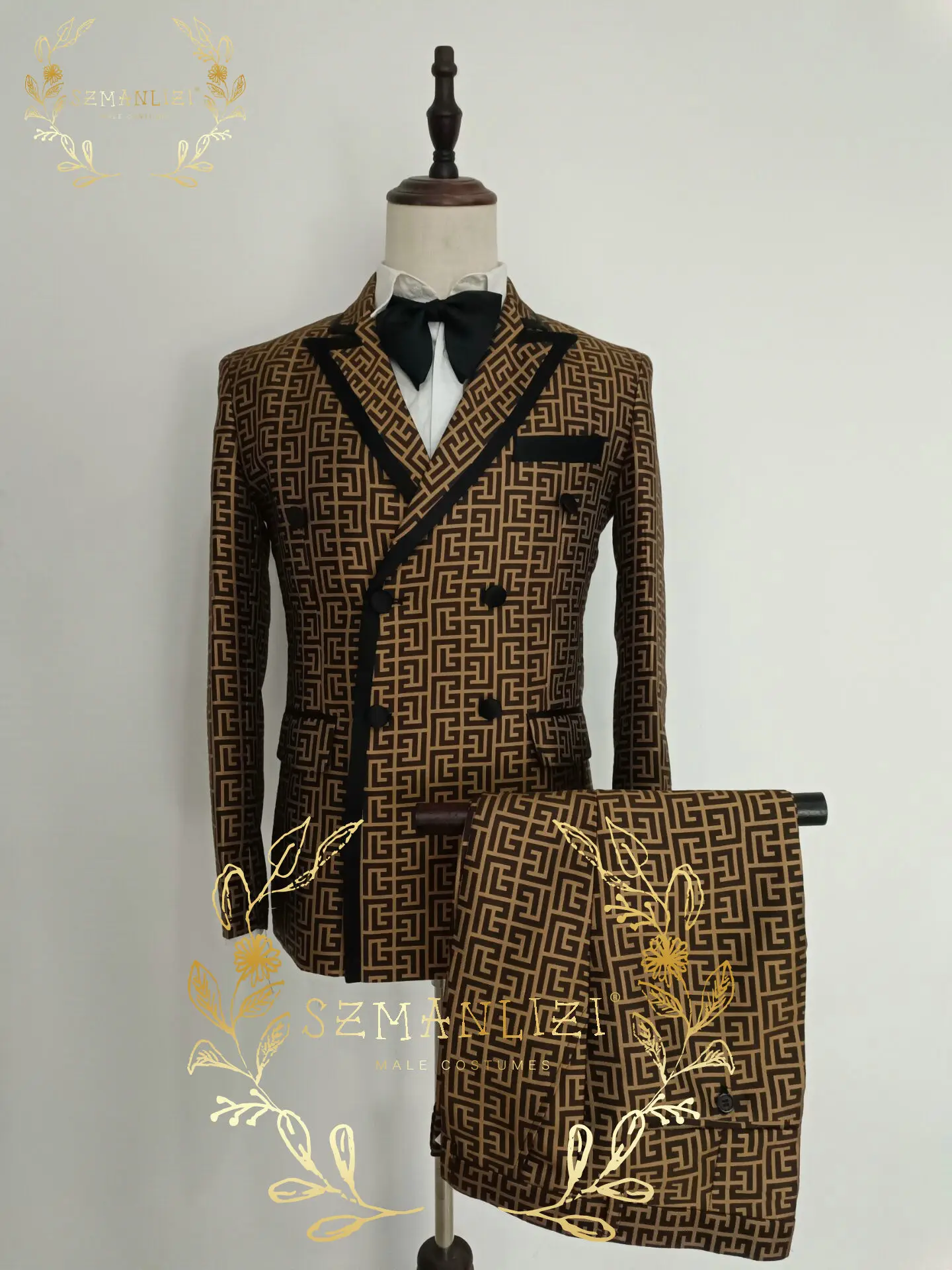 Fashionable Plaid Men's Suit 2 Piece Formal Party Suit for Male Wedding Groom Tuxedo Double Breasted Jacket Pants - Image 6