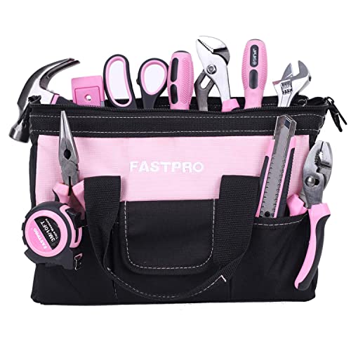 FASTPRO 232-Piece 20V Pink Cordless Lithium-ion Drill Driver and Home Tool Set, Lady's Repairing Kit with 12-Inch Wide Mouth Open Storage Bag - Image 2