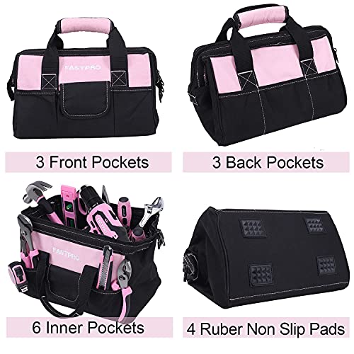 FASTPRO 232-Piece 20V Pink Cordless Lithium-ion Drill Driver and Home Tool Set, Lady's Repairing Kit with 12-Inch Wide Mouth Open Storage Bag - Image 3