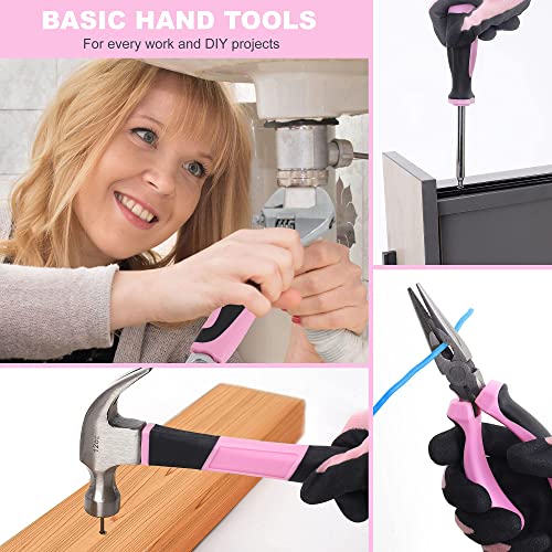 FASTPRO 232-Piece 20V Pink Cordless Lithium-ion Drill Driver and Home Tool Set, Lady's Repairing Kit with 12-Inch Wide Mouth Open Storage Bag - Image 4