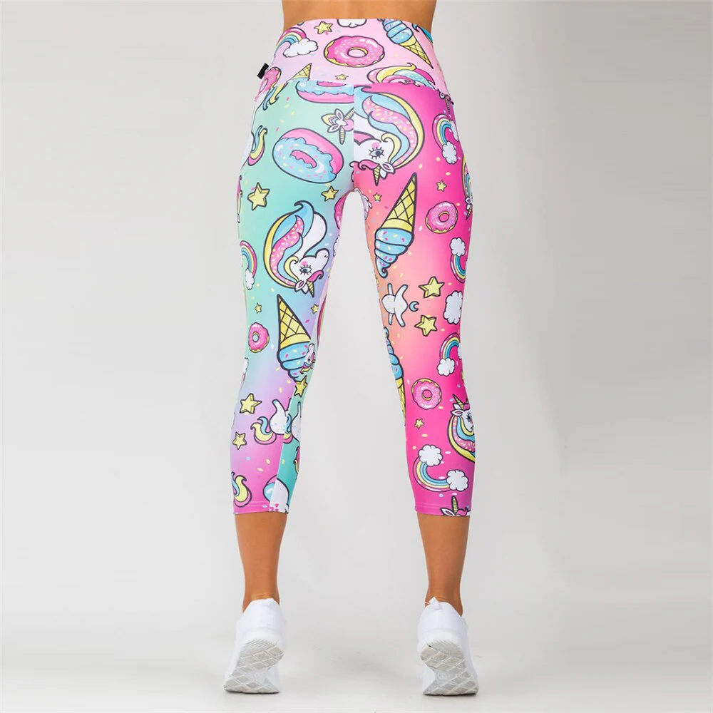 FCCEXIO New Style Fashion Elastic Force Fitness Women Leggings Workout Pants Sporting Skinny Leggings Rainbow Unicorn Leggins - Image 4