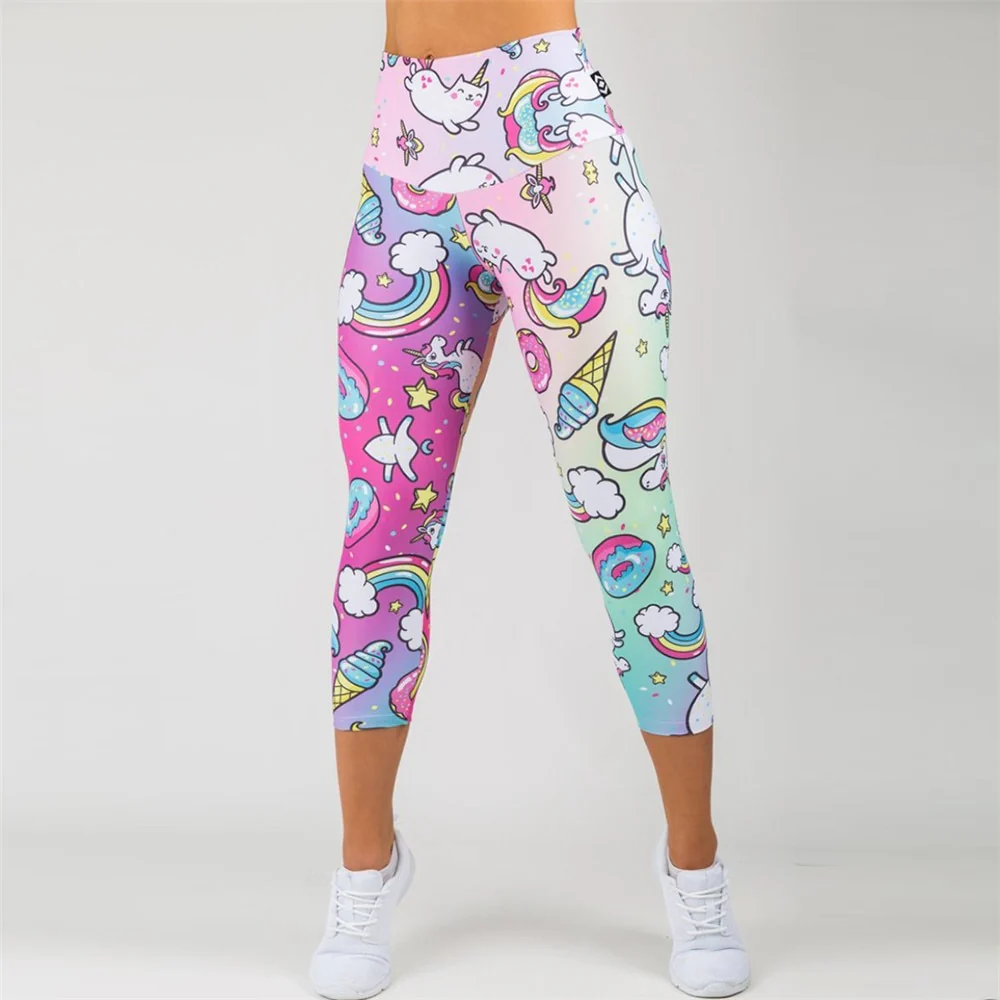 FCCEXIO New Style Fashion Elastic Force Fitness Women Leggings Workout Pants Sporting Skinny Leggings Rainbow Unicorn Leggins - Image 5
