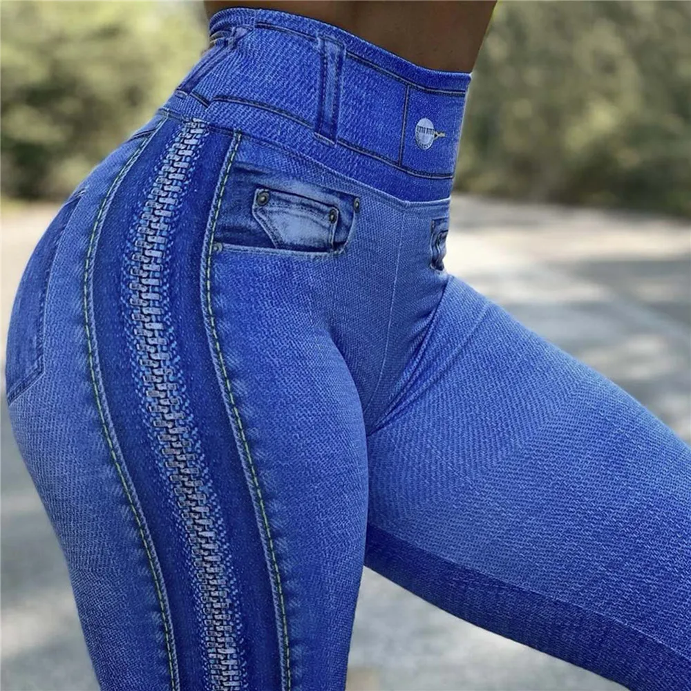 FCCEXIO Ripped Jeans 3D Print Women Pants Push Up Running Sports Leggings Slim Pants Female Casual Trousers Fitness Sexy Legging - Image 4