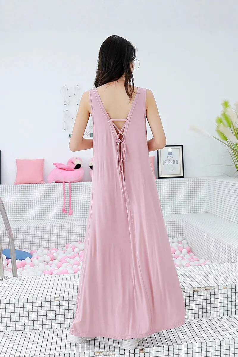 Fdfklak Modal Summer New Nighty Lingerie Femme Sexy Nightgowns Night Dress Women Nightwear Sleeping Dress Plus Size L XL XXL - Image 3