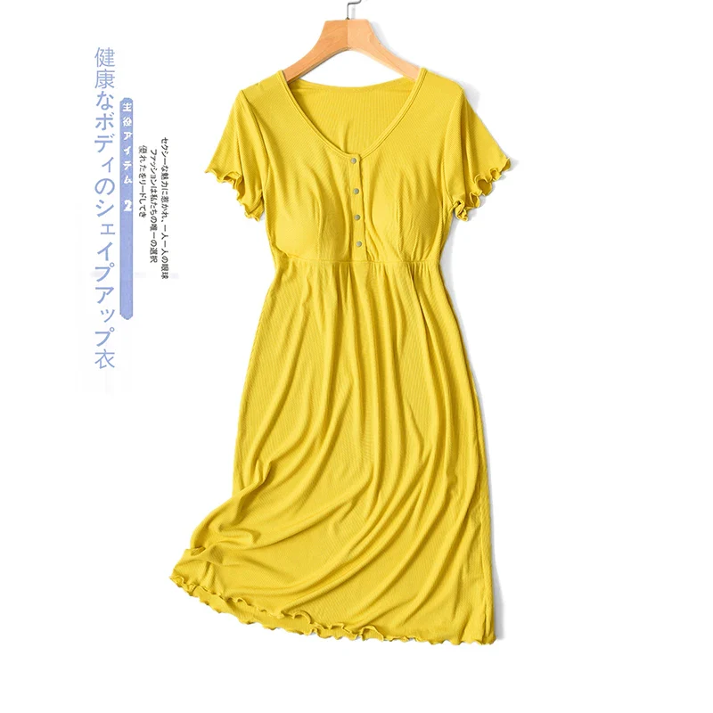 Fdfklak Night Gown Summer Short Sleeve Modal Pragnent Dress Women Nursing Clothes Maternity Wear Loose Maturnity Dresses - Image 4