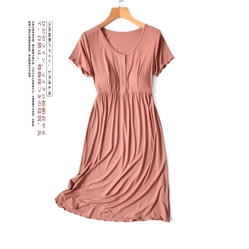 Fdfklak Night Gown Summer Short Sleeve Modal Pragnent Dress Women Nursing Clothes Maternity Wear Loose Maturnity Dresses - Image 5