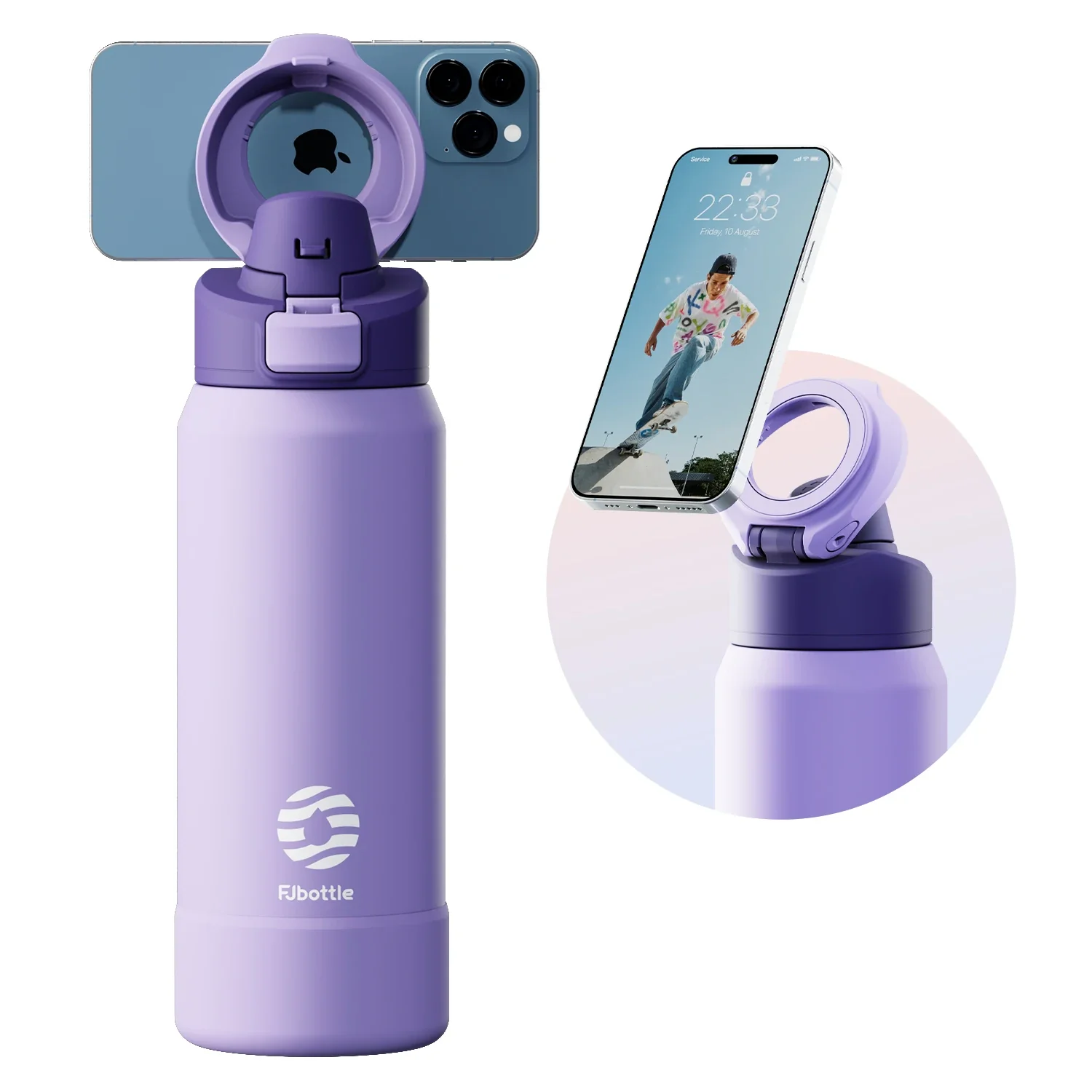 FEIJIAN Magnetic Thermos Stainless Steel Sports Water Bottle with Magnetic Phone Holder Bouncing cover Insulation Cup - Image 12