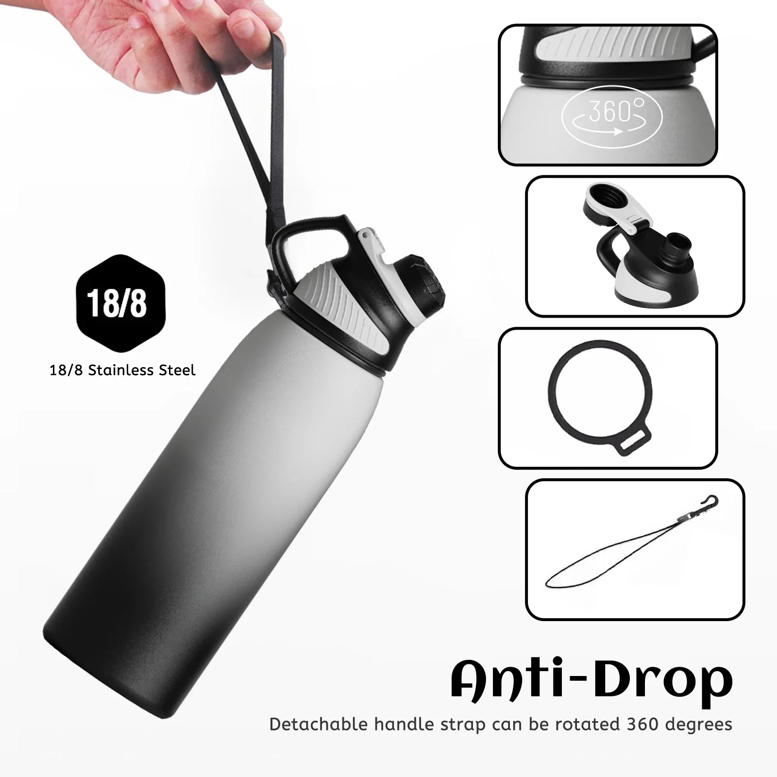 FEIJIAN-Stainless Steel Thermo Bottle with Magnetic Lid, Insulated Vacuum Flask, Outdoor Sport Water Bottle, Keep Cold, 1500ml - Image 3