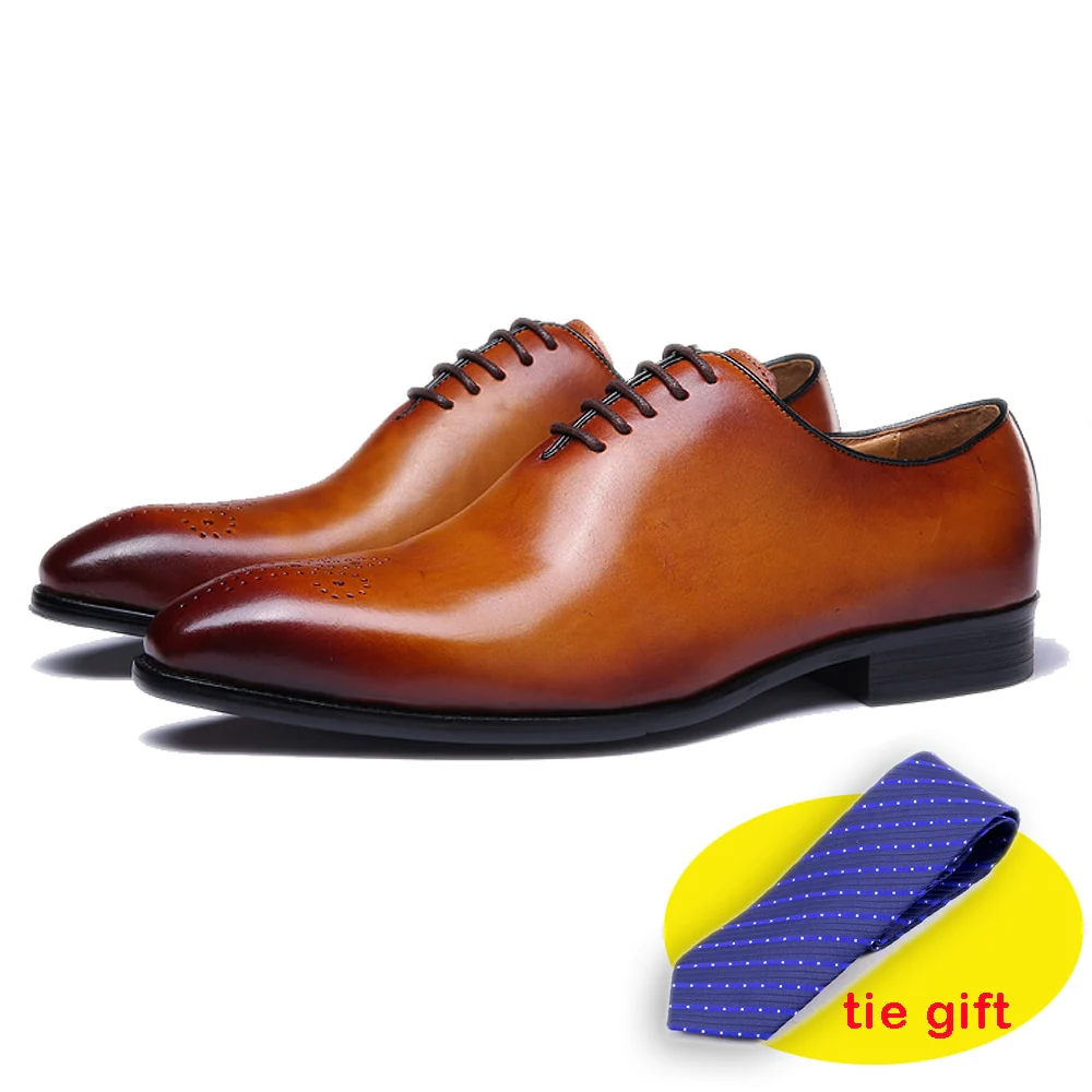 FELIX CHU Classic Mens Oxfords Genuine Cow Leather Whole Cut Lace-Up Wedding Dress Shoe Business Office Formal Shoes for Men - Image 2