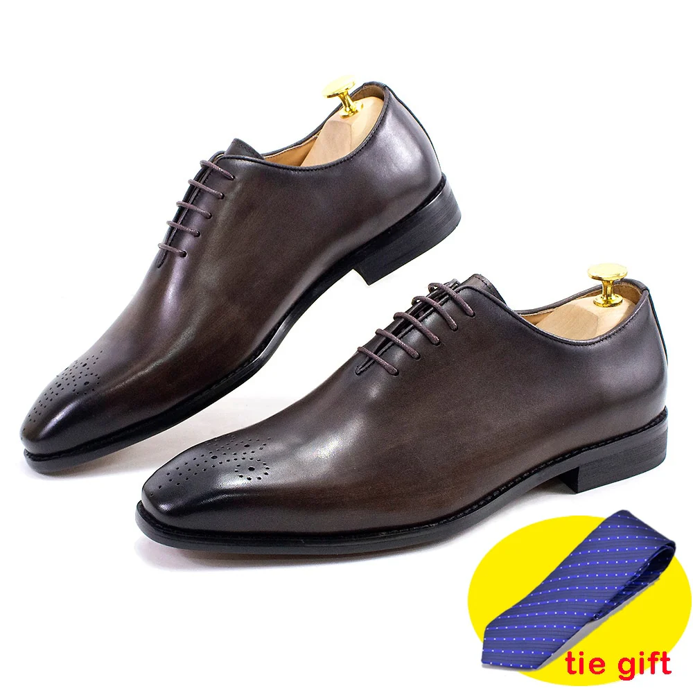 FELIX CHU Classic Mens Oxfords Genuine Cow Leather Whole Cut Lace-Up Wedding Dress Shoe Business Office Formal Shoes for Men - Image 4