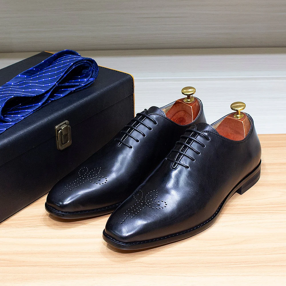 FELIX CHU Classic Mens Oxfords Genuine Cow Leather Whole Cut Lace-Up Wedding Dress Shoe Business Office Formal Shoes for Men - Image 7