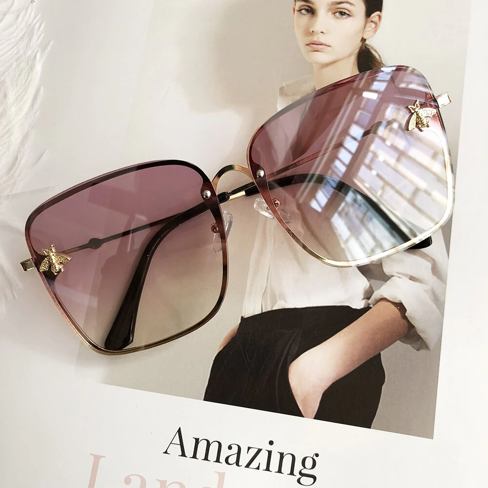 FENCHI Bee Sunglasses For Women Zonnebril Dames Female Oversized Eyeglasses Square Eyewear Lunette Soleil Femme Oculos Feminino - Image 8