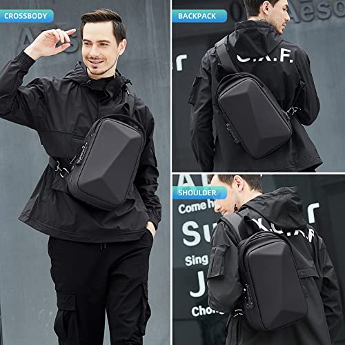 FENRUIEN Anti-Theft Crossbody Sling Backpack Bag for Men&Women Hard Shell with USB, Shoulder Pack Lock Waterproof 10.2 inch Single Strap for Travel Hiking Daily - Image 3