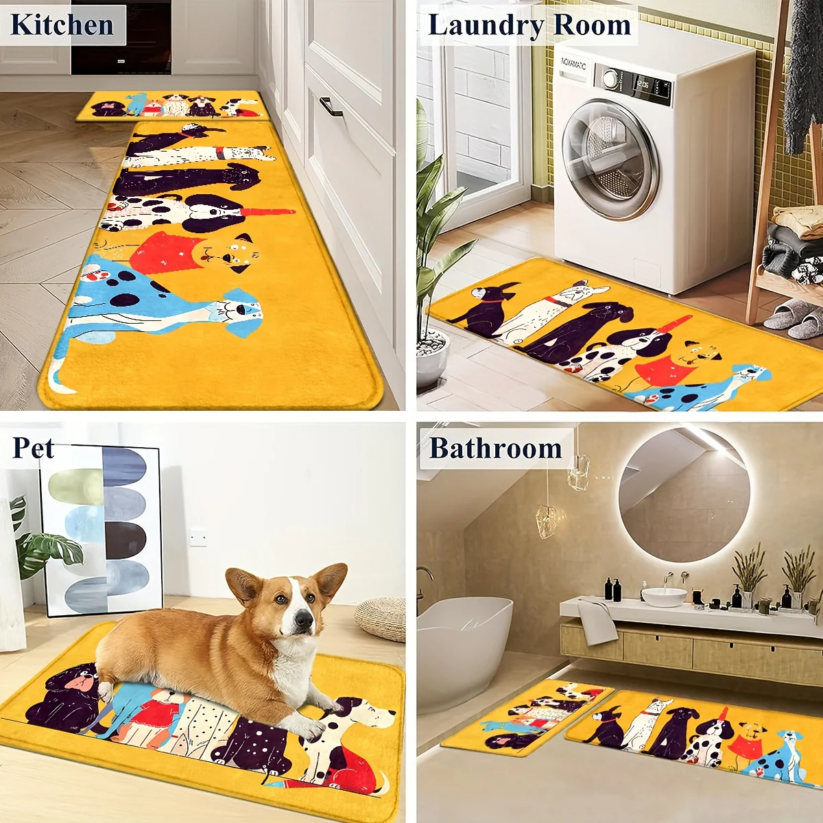 Festive Dog Animal Kitchen Mats: Non-slip, Durable, and Comfortable for Kitchen, Home, Office, Bathroom, and Laundry Room - Available in Different Sizes - Image 5