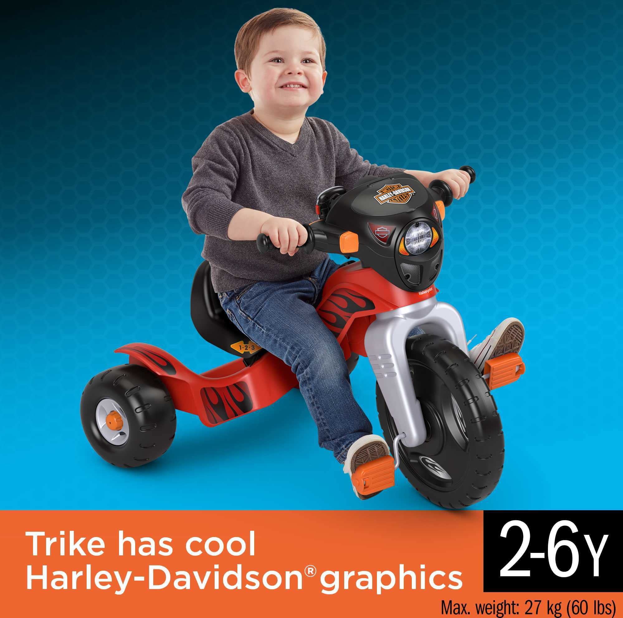 Fisher-Price Harley Davidson Toddler Tricycle Ride-On Preschool Toy, Lights & Sounds Trike with Adjustable Seat, Large - Image 6