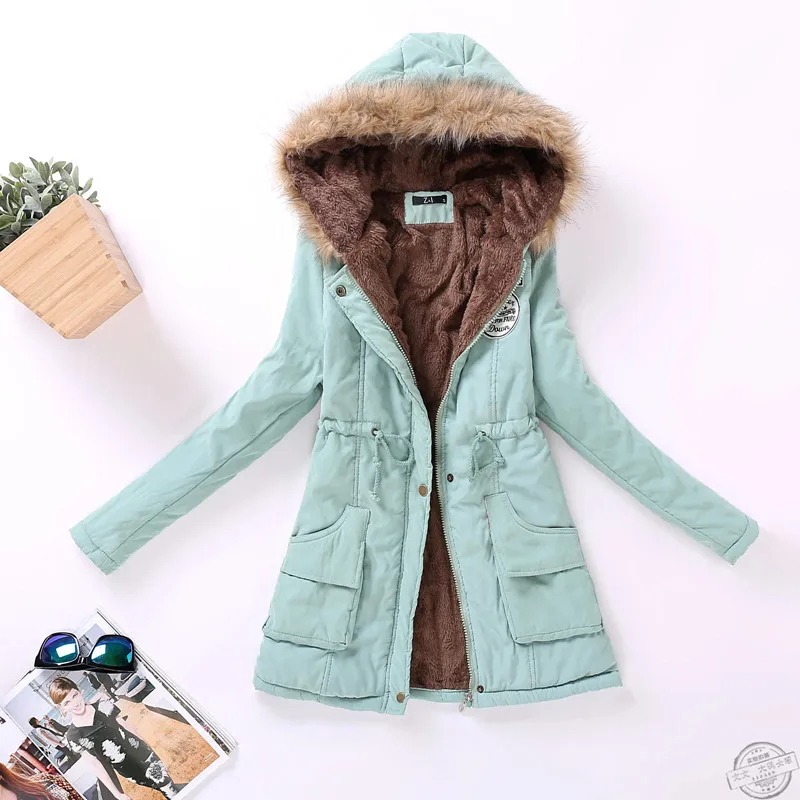 Fitaylor New Winter Women Jacket Medium-long Thicken Outwear Hooded Wadded Coat Slim Parka Cotton-padded Jacket Overcoat - Image 11