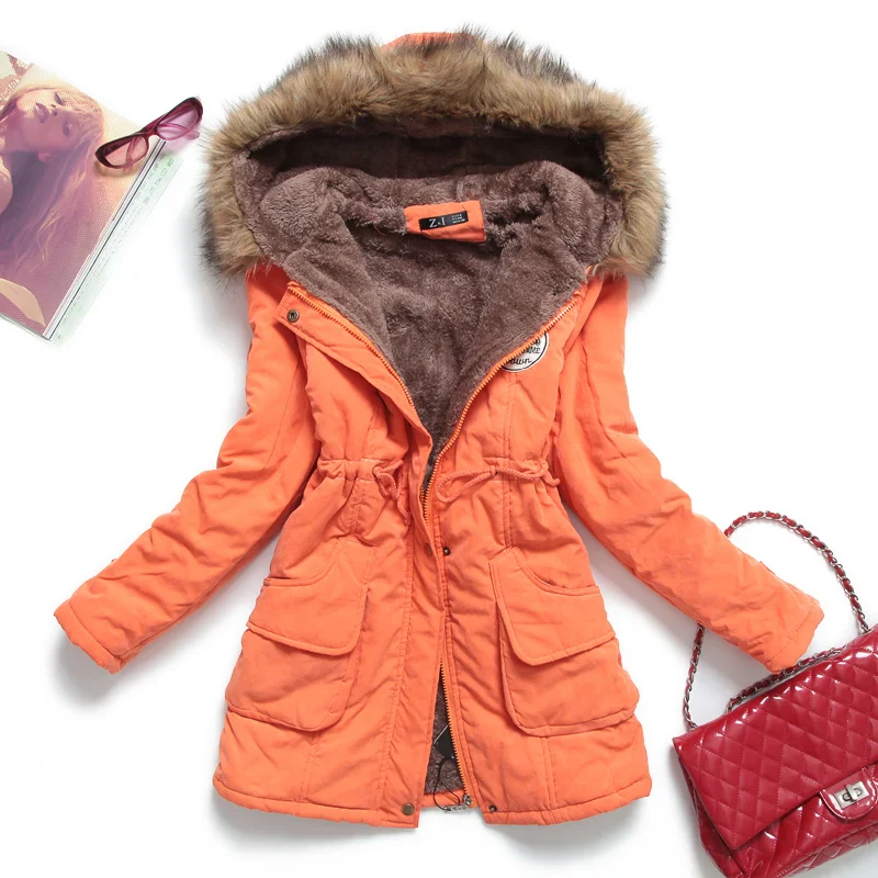 Fitaylor New Winter Women Jacket Medium-long Thicken Outwear Hooded Wadded Coat Slim Parka Cotton-padded Jacket Overcoat - Image 14