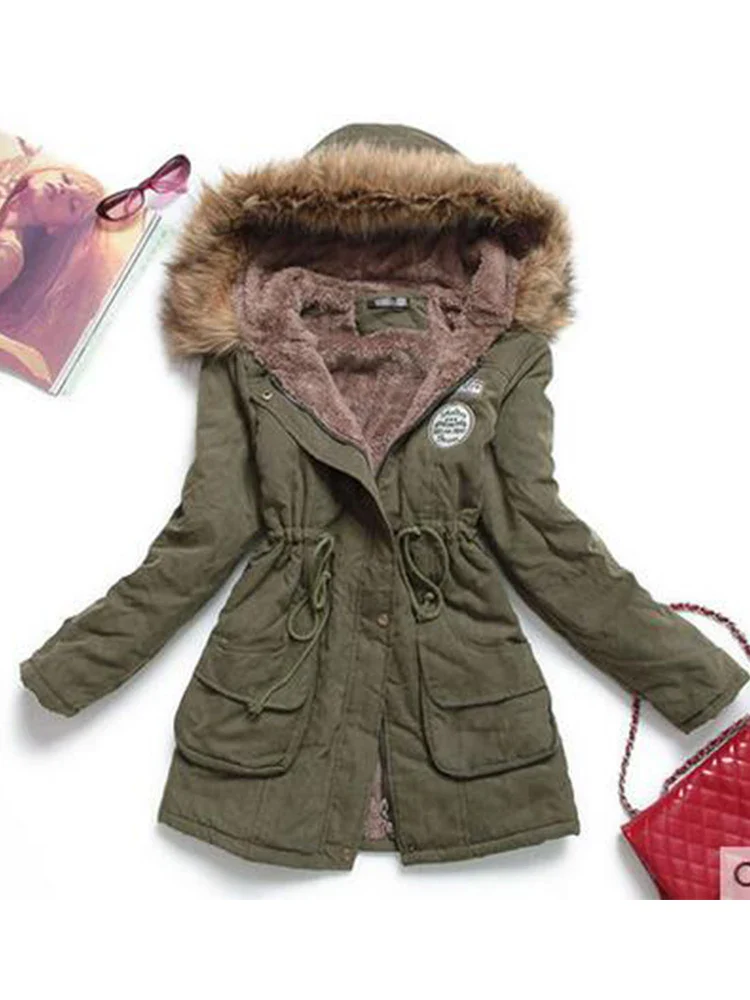 Fitaylor New Winter Women Jacket Medium-long Thicken Outwear Hooded Wadded Coat Slim Parka Cotton-padded Jacket Overcoat - Image 2