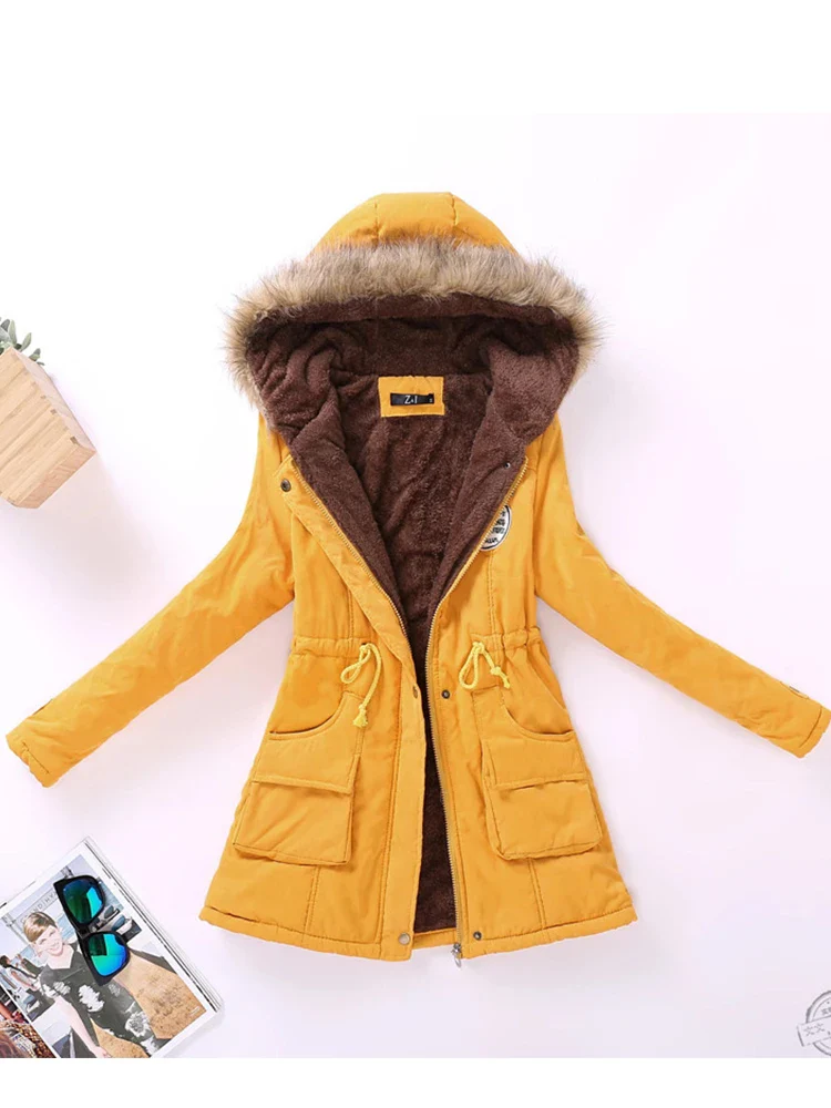 Fitaylor New Winter Women Jacket Medium-long Thicken Outwear Hooded Wadded Coat Slim Parka Cotton-padded Jacket Overcoat - Image 3