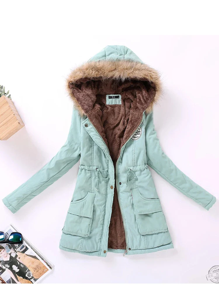 Fitaylor New Winter Women Jacket Medium-long Thicken Outwear Hooded Wadded Coat Slim Parka Cotton-padded Jacket Overcoat - Image 4