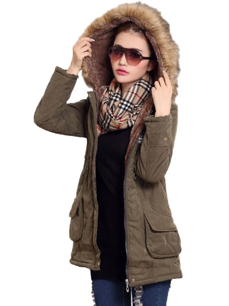 Fitaylor New Winter Women Jacket Medium-long Thicken Outwear Hooded Wadded Coat Slim Parka Cotton-padded Jacket Overcoat - Image 5