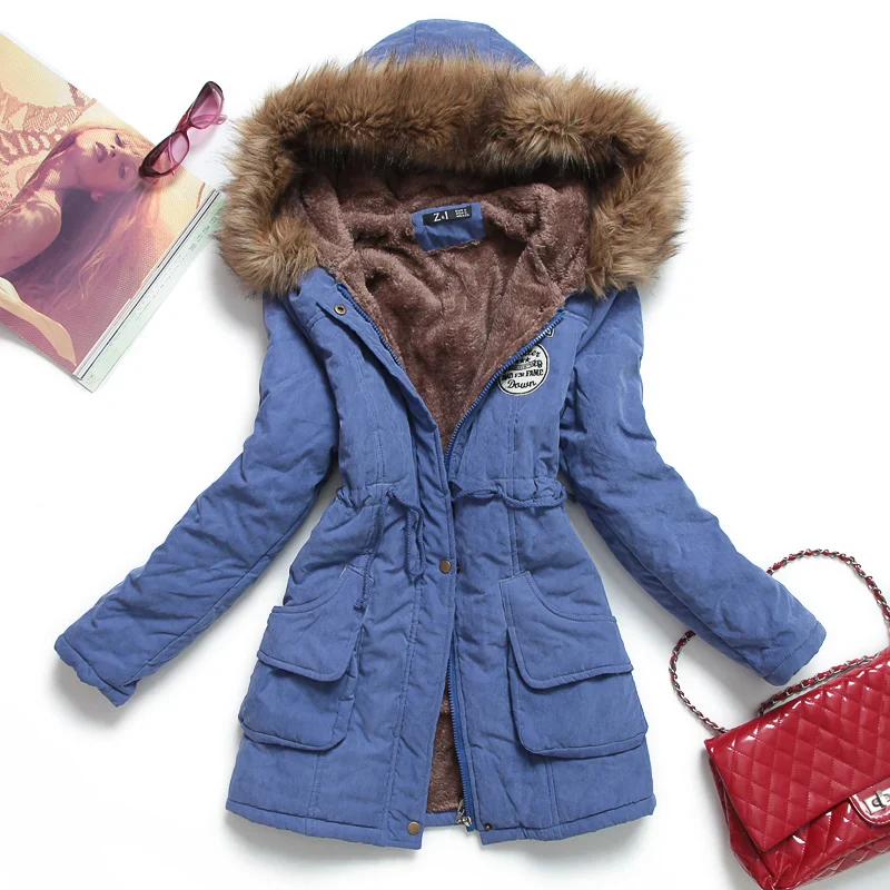 Fitaylor New Winter Women Jacket Medium-long Thicken Outwear Hooded Wadded Coat Slim Parka Cotton-padded Jacket Overcoat - Image 9
