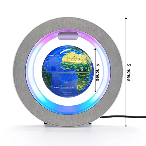 Flagest Magnetic Levitation Floating Globe - Levitating O Shape Globe with LED Lights for Educational Home Office Desk Decor - Birthday Holiday Party Christmas Gift (4Inches Globe - Image 7