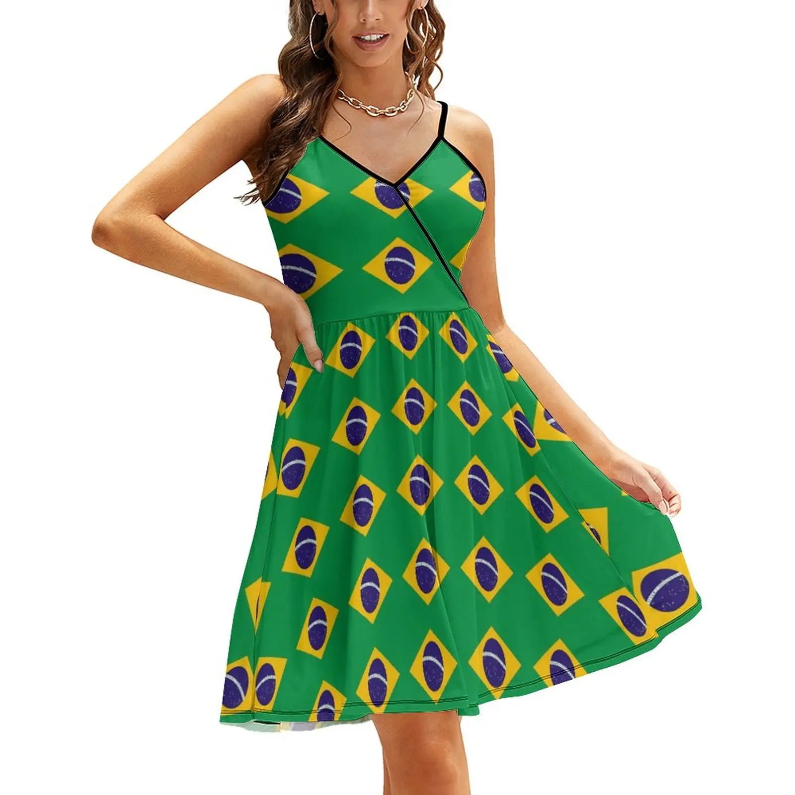 Flags of Jamaica Casual Dress Holiday Spaghetti Straps Black Green Aesthetic Dresses Ladies Night Club Graphic Vestidos - Image 14