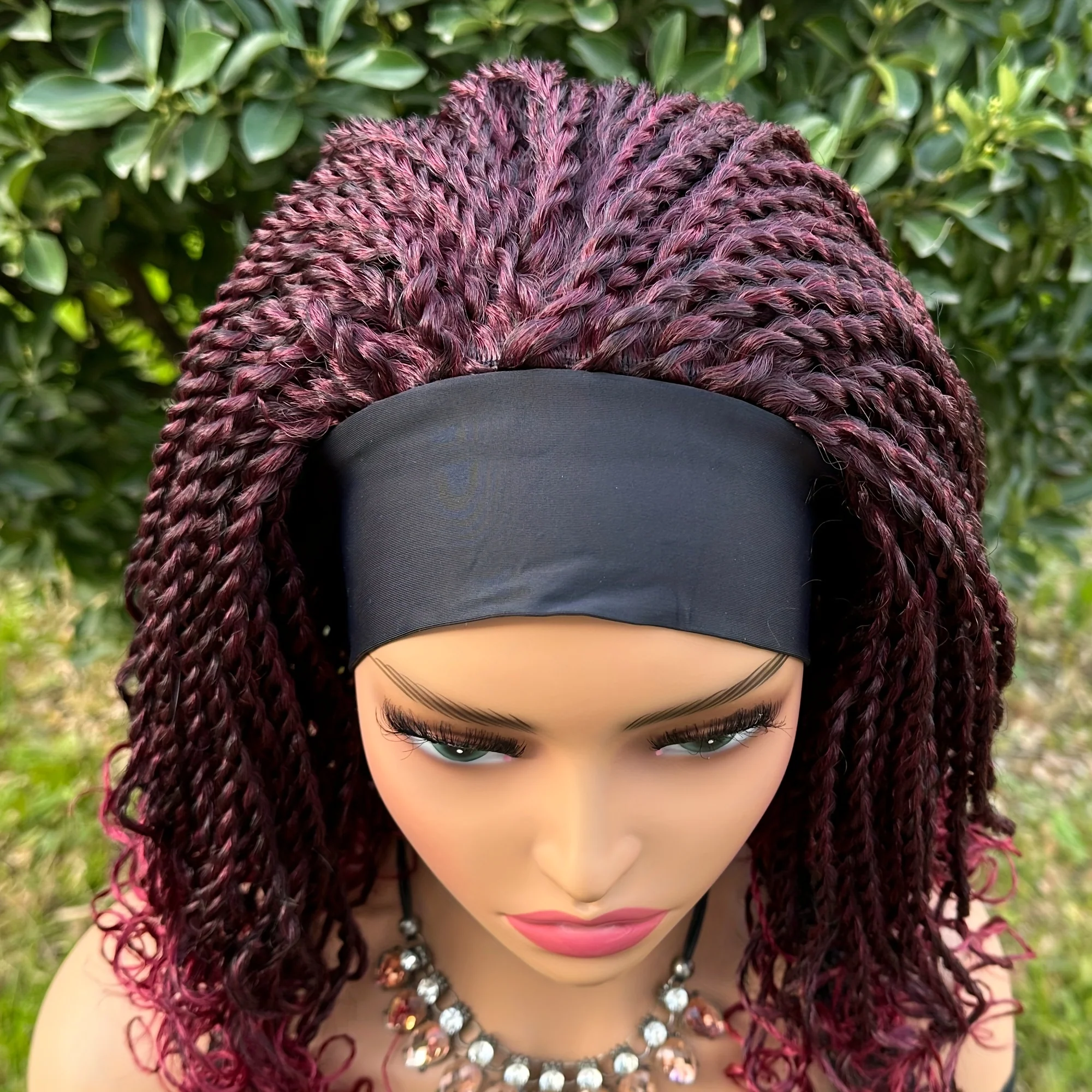 Flattering Short Box Braided Headband Wig - Virtually Heatproof, Effortless Crochet Style - Superb Synthetic Hair for Black Women - Fashionable Bob, Secure Machine Made Wig - Image 3