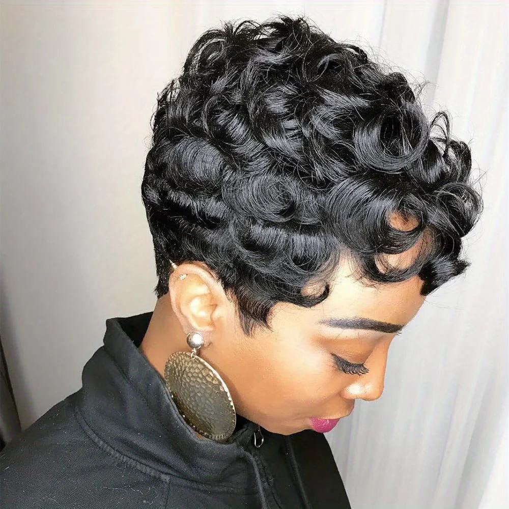 Flattering Short Curly Pixie Wig with Versatile Bangs - Lustrous Synthetic Hair, Easy for Beginners, Heat Resistant and Durable - Image 10