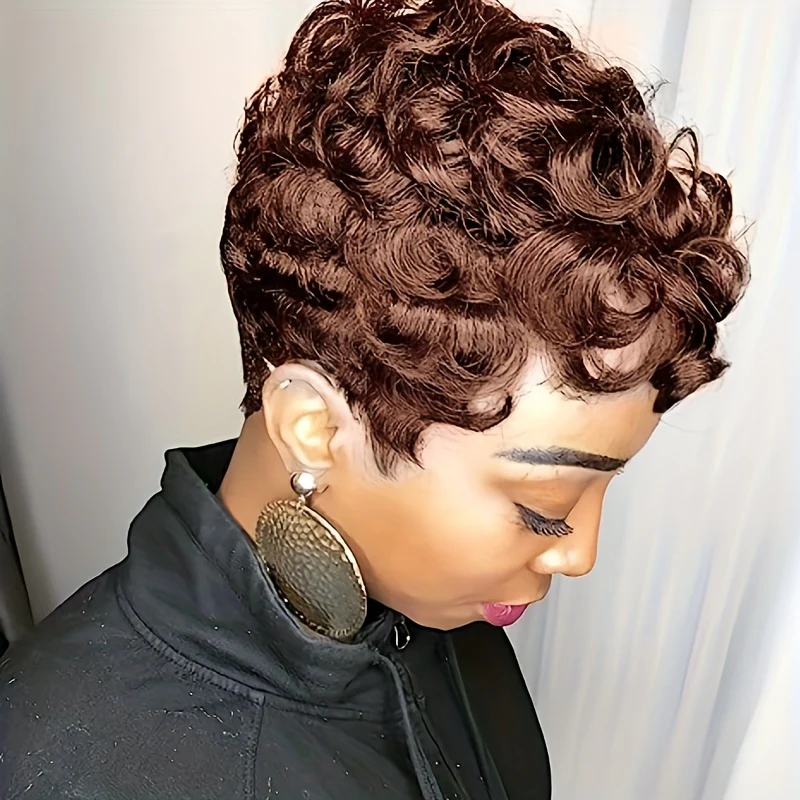 Flattering Short Curly Pixie Wig with Versatile Bangs - Lustrous Synthetic Hair, Easy for Beginners, Heat Resistant and Durable - Image 12