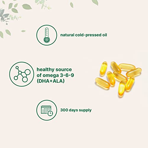 Flaxseed Oil 1400mg Softgels, 300 Counts | w/ 700mg ALA Omega 3, Cold Pressed, Rich in Fatty Acids, Alpha Linolenic Acid, Support Heart Health & Immune System | Non-GMO, No Gluten - 300 Servings - Image 5