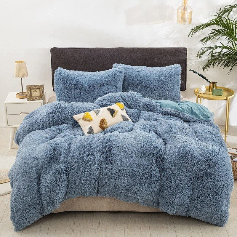 Fluffy Comforter Cover Bed Set Faux Fur Fuzzy Duvet Cover Set Luxury Ultra Soft Plush Shaggy Duvet Cover - Image 10