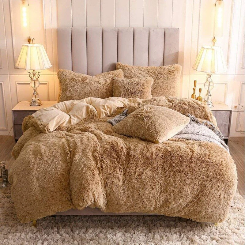 Fluffy Comforter Cover Bed Set Faux Fur Fuzzy Duvet Cover Set Luxury Ultra Soft Plush Shaggy Duvet Cover - Image 5