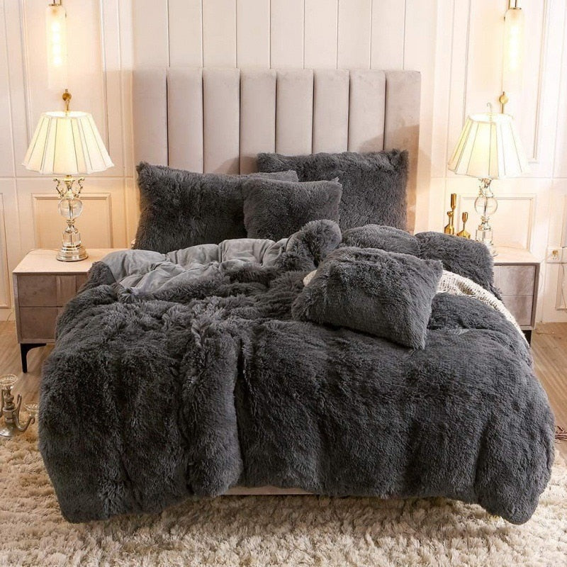 Fluffy Comforter Cover Bed Set Faux Fur Fuzzy Duvet Cover Set Luxury Ultra Soft Plush Shaggy Duvet Cover - Image 7