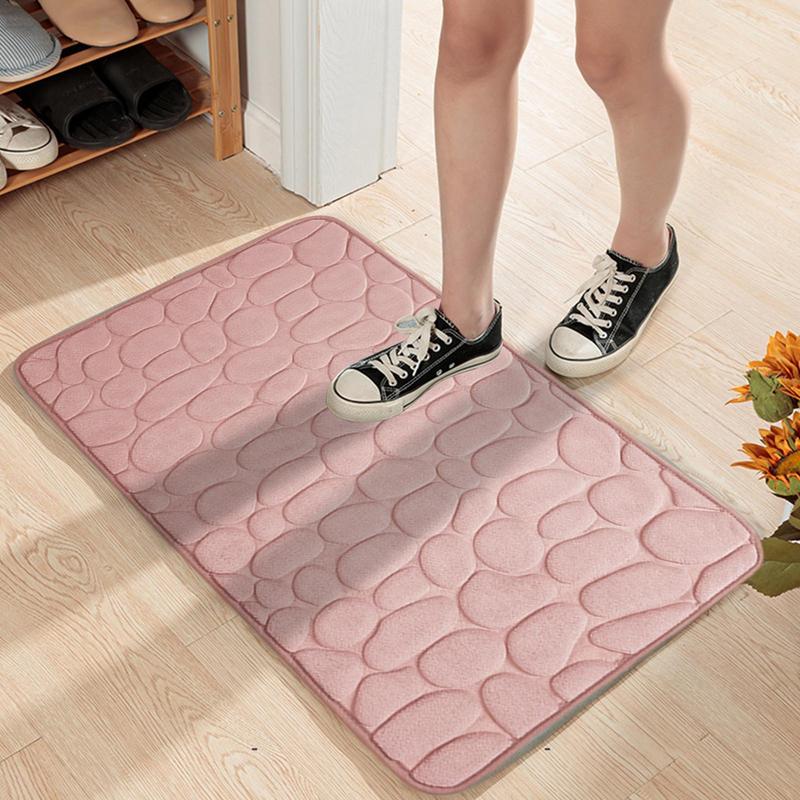 Foot Mat Coral Fleece Floor Mat Household Memory Foam Embroidered Bathroom Thickened Absorbent Floor Mat Door - Image 6