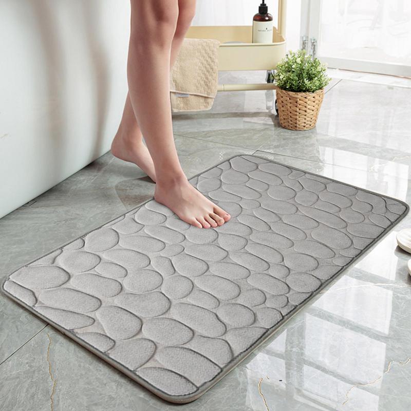 Foot Mat Coral Fleece Floor Mat Household Memory Foam Embroidered Bathroom Thickened Absorbent Floor Mat Door - Image 7