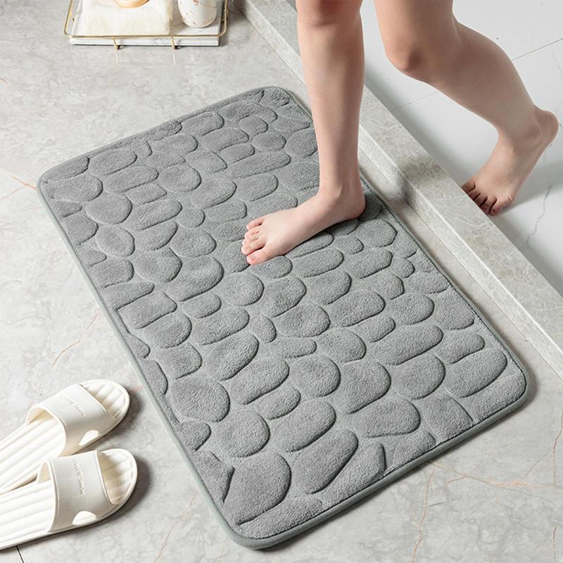 Foot Mat Coral Fleece Floor Mat Household Memory Foam Embroidered Bathroom Thickened Absorbent Floor Mat Door - Image 9